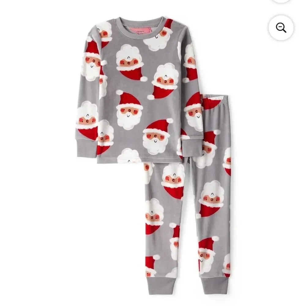 Carter's Festive Gray and Red Santa Pajamas Size 2T (1078)